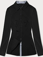 Halenka s peplum vsadkami černá (WD16113)