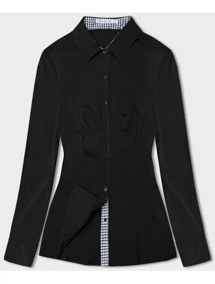 Černá halenka s pepitovými vsadkami (WD16113)