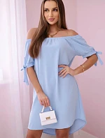 Šaty svázané na rukávech modré