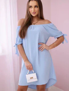 Šaty svázané na rukávech modré