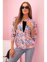 Dámská bavlněná mikina s potiskem a zipem neonově růžová Dámská bavlněná mikina s potiskem a zipem neonově růžová