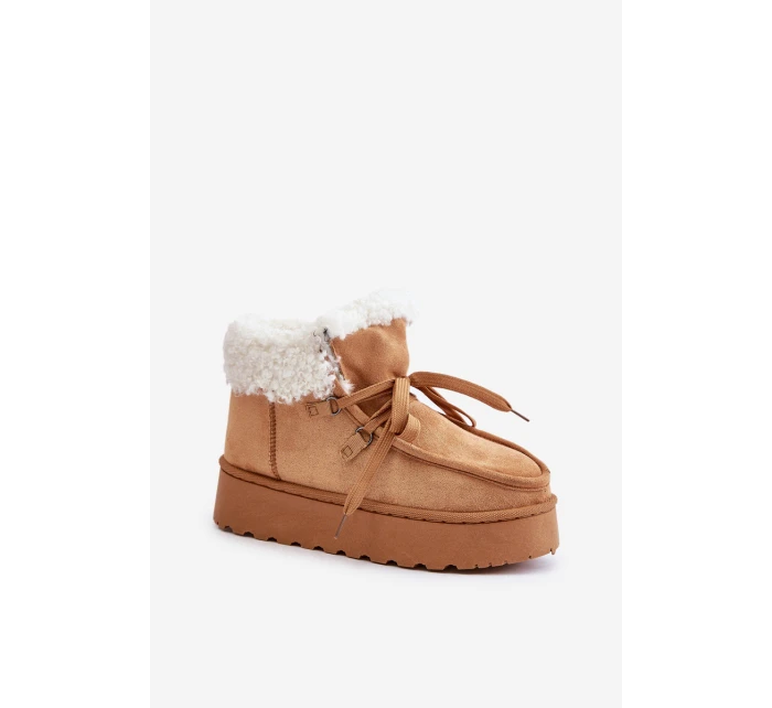 Dámské Sněhule Na Platformě S Kožíškem  Camel model 21678767 - Boto