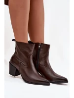 Kožené dámské kovbojky na podpatku vyhřívané Zazoo 60565 čokoládové Kožené dámské kovbojky na podpatku vyhřívané Zazoo 60565 čokoládové