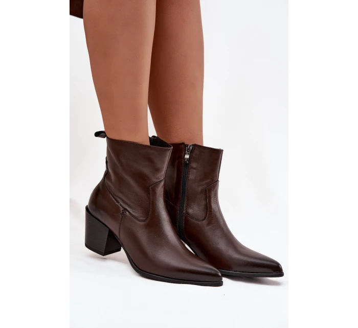 Kožené dámské kovbojky na podpatku vyhřívané Zazoo 60565 čokoládové Kožené dámské kovbojky na podpatku vyhřívané Zazoo 60565 čokoládové