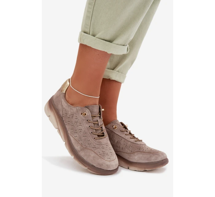 Kožené dámské tenisky s  šedé model 22026514 - SERGIO LEONE