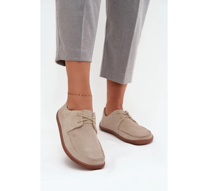 Dámské polobotky typu barefoot z přírodního semiše Zazoo – světle béžové