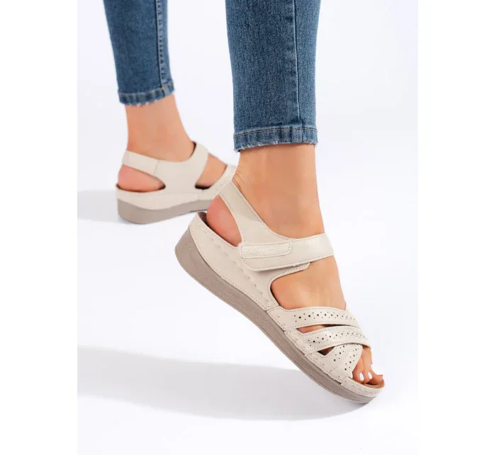 Luxusní  sandály hnědé dámské platforma