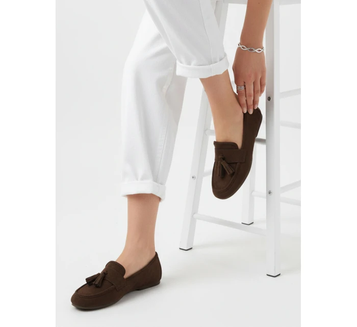 Dámské semišové hnědé mokasíny model 21996168 - Dstreet Dámské semišové hnědé mokasíny model 21996168 - Dstreet