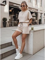 Dámská letní souprava s motýlem z měkké viskózy v béžové barvě FashionStreet AY1191