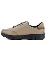 Dámské kožené polobotky na platformě, béžové, model 22343089 - VINCEZA
