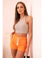 Dámské bavlněné kraťasy s gumou a šňůrkou v pase oranžové Dámské bavlněné kraťasy s gumou a šňůrkou v pase oranžové