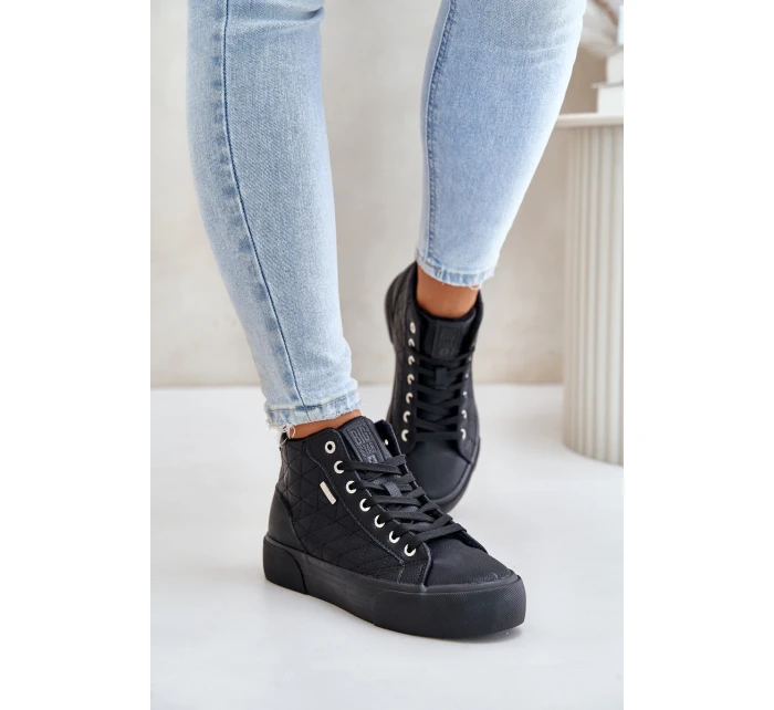 Zateplené Dámské Tenisky S Prošitím Big Star OO274A480 Černé Zateplené Dámské Tenisky S Prošitím Big Star OO274A480 Černé