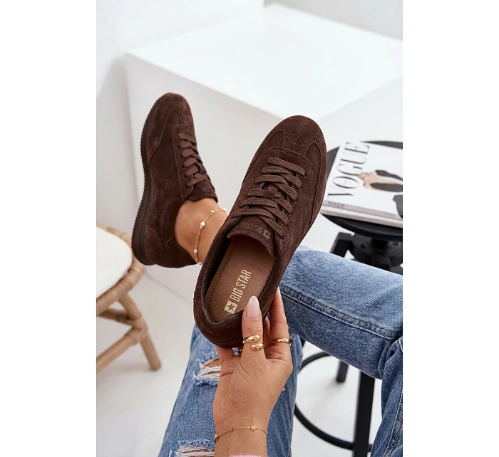 Tenisky z přírodního semiše Big Star model 22074727 Čokoládové - Big Star Shoes