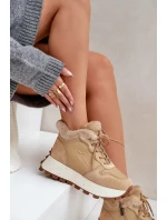 Kožené dámské tenisky trapery s kožíškem na platformě Big Star OO274A330 béžové Kožené dámské tenisky trapery s kožíškem na platformě Big Star OO274A330 béžové