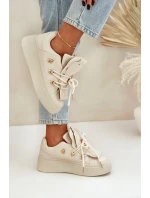 Sneakersy Damskie Na Platformie Beżowe Dolistana Sneakersy Damskie Na Platformie Beżowe Dolistana