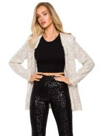 Flitrové sako bez knoflíků  M724  šampaň - Moe