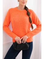 Dámský svetr z baby alpaky s dlouhým rukávem pomerančový Dámský svetr z baby alpaky s dlouhým rukávem pomerančový