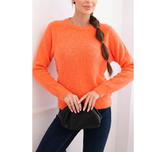 Dámský svetr z baby alpaky s dlouhým rukávem pomerančový Dámský svetr z baby alpaky s dlouhým rukávem pomerančový