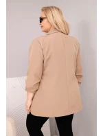 Dámské sako Plus Size elegantní tmavě camelové