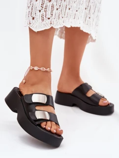 Dámské pantofle s pásky eko kůže černé model 21699326 - Boto