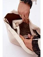 Kožená taška z imitace světle béžová Corisse