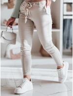 Dámské látkové chinos kalhoty s páskem ROSSALI light beige FashionStreet UY2537