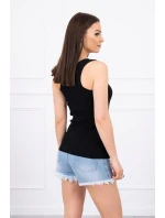 Žebrovaná blůza s třpytkami černá