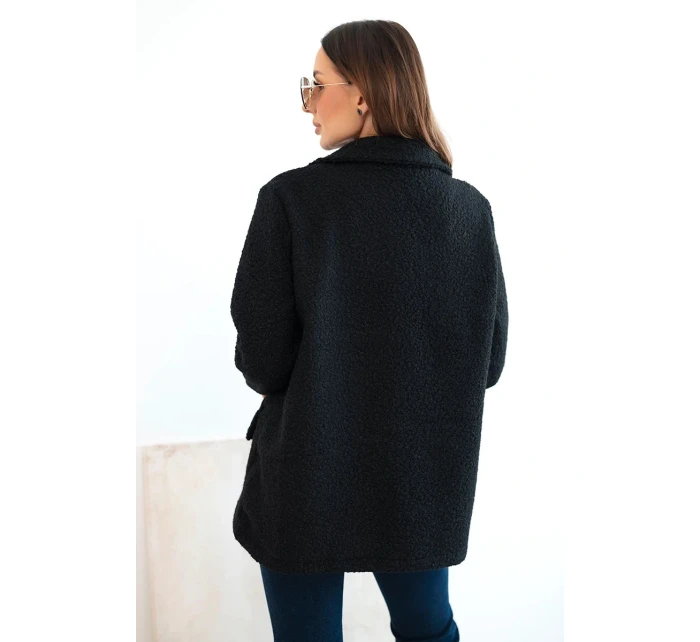 Dámská bunda z měkkého beránka s límcem černá