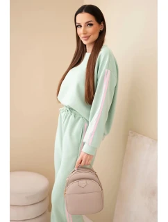 Dámský viskózový máslový komplet s lampasy tmavý mentolový