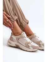 Béžové dámské tenisky sportovní boty model 20453821 - Kesi Béžové dámské tenisky sportovní boty model 20453821 - Kesi