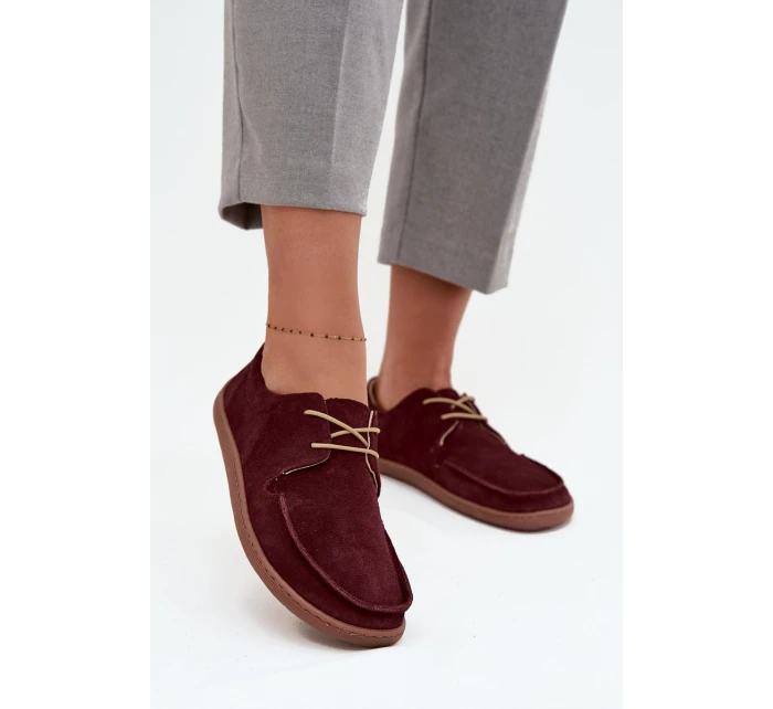 Dámské polobotky typu barefoot z přírodního semiše Zazoo – bordó