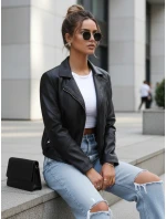 Dámská kožená krátká bunda ramon black FashionStreet TY5629