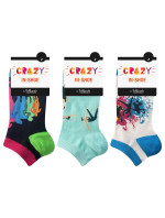 Zábavné nízké crazy ponožky unisex v setu 3 páry CRAZY IN-SHOE SOCKS 3x - BELLINDA - modrá