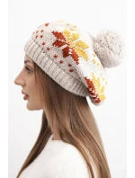 Dámská zimní čepice vlněná s krystaly a vzorem model 21859297 mocca - K-Fashion