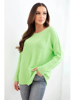 Dámský svetr z viskózy s dlouhým rukávem a kulatým výstřihem jablkový