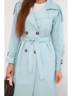 Dámský kabát v pase se zavazováním a límcem mátový Dámský kabát v pase se zavazováním a límcem mátový