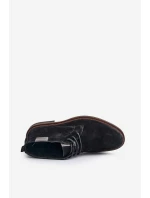 Semišové Pánské Boty Na Šněrování Černé Big Star OO174146