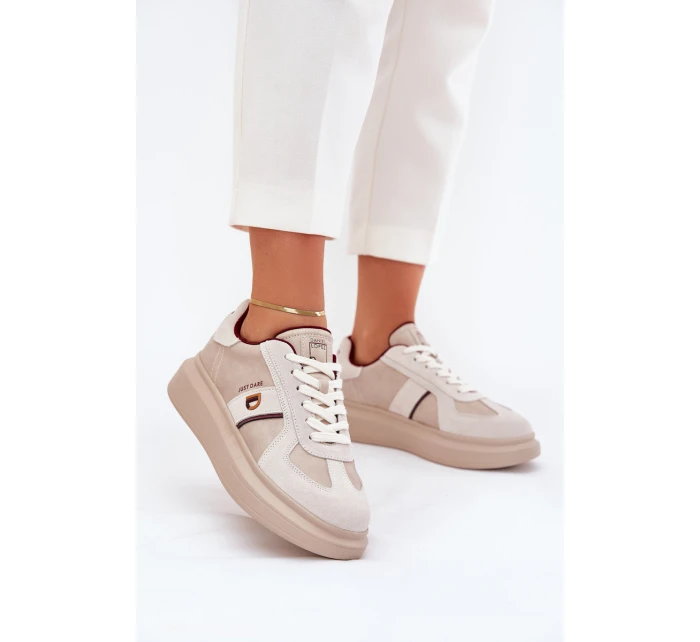 Dámské Kožené Tenisky Na Platformě Daniel Lopez Just Dare SS2D4003 Béžové Dámské Kožené Tenisky Na Platformě Daniel Lopez Just Dare SS2D4003 Béžové