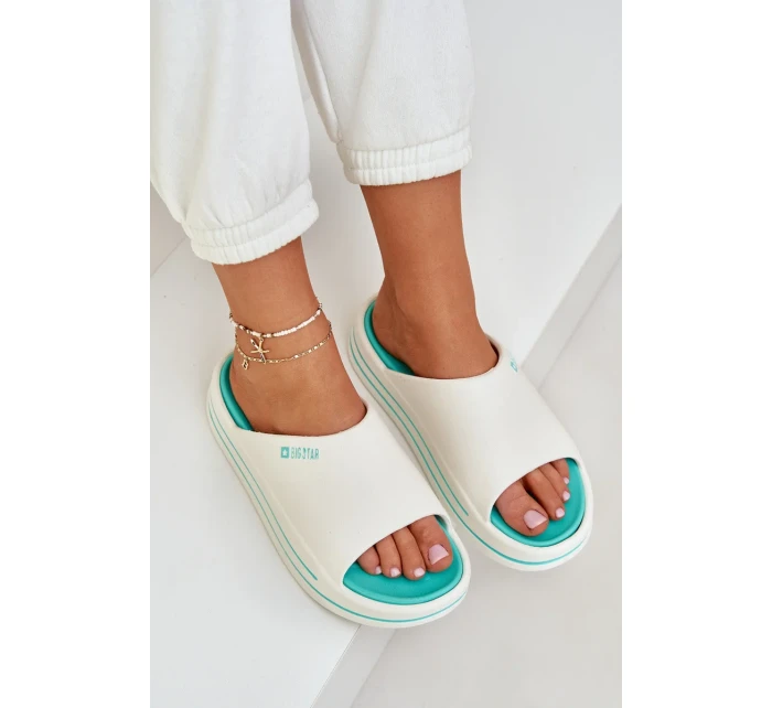 Dámské pantofle na platformě Big Star – bílá/mátová